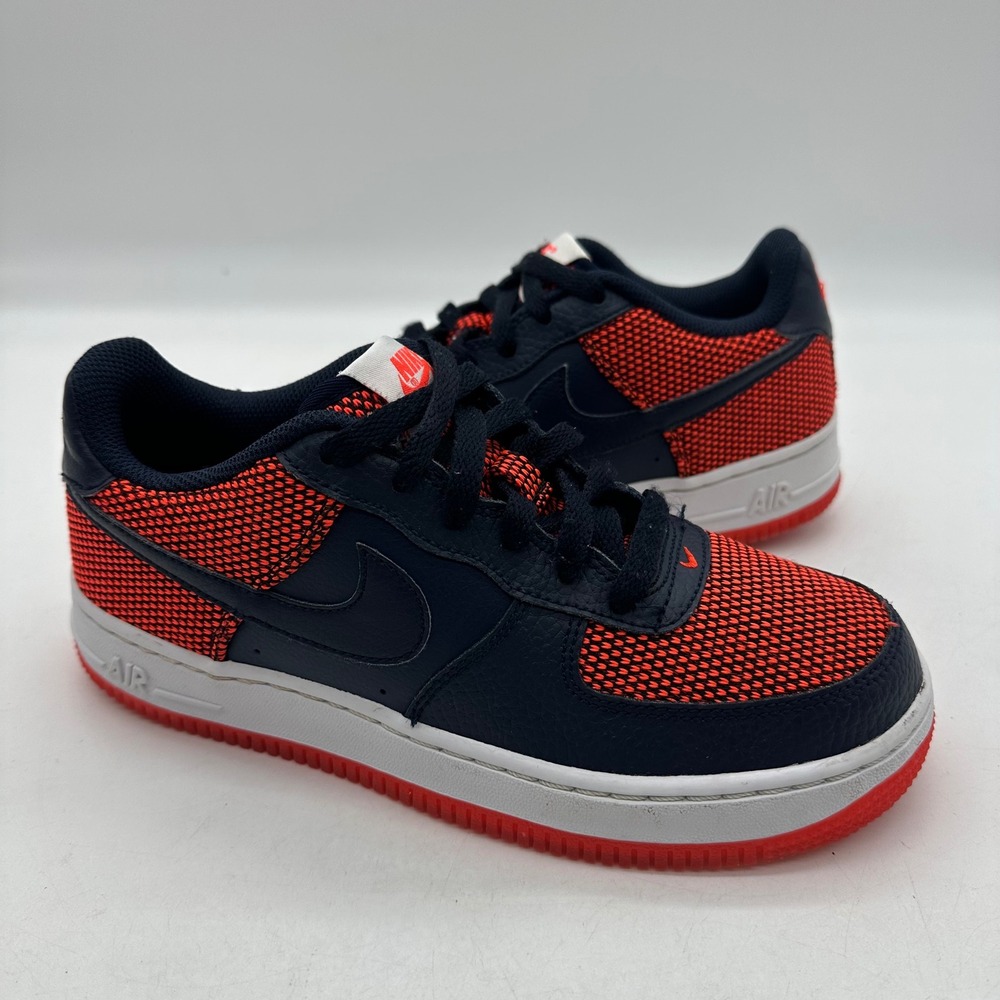 Nike 748981-601 Youth 5.5Y Air Force 1 Premium Bright Crimson Obsidian Shoes